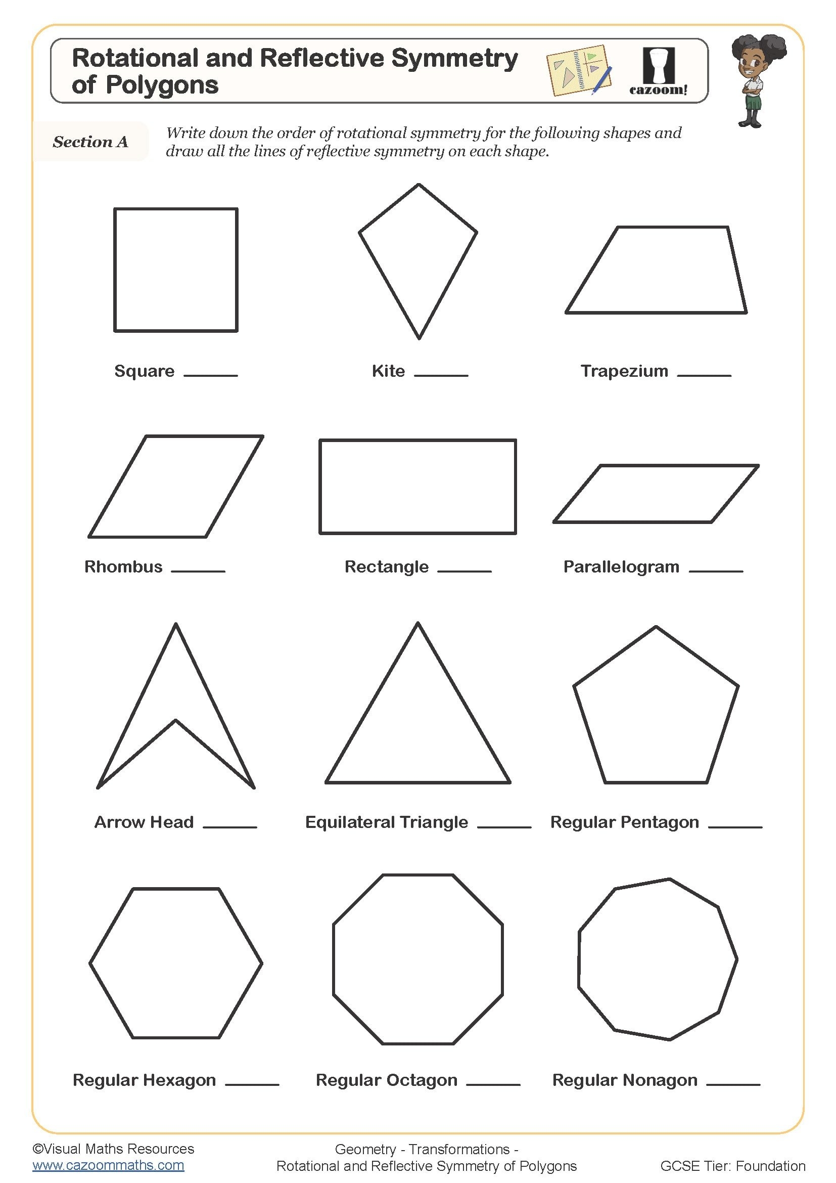 Rotational And Refelctive Symmetry Of Polygons Worksheet  Rotational And Refelctive Symmetry Of Polygons Worksheet
