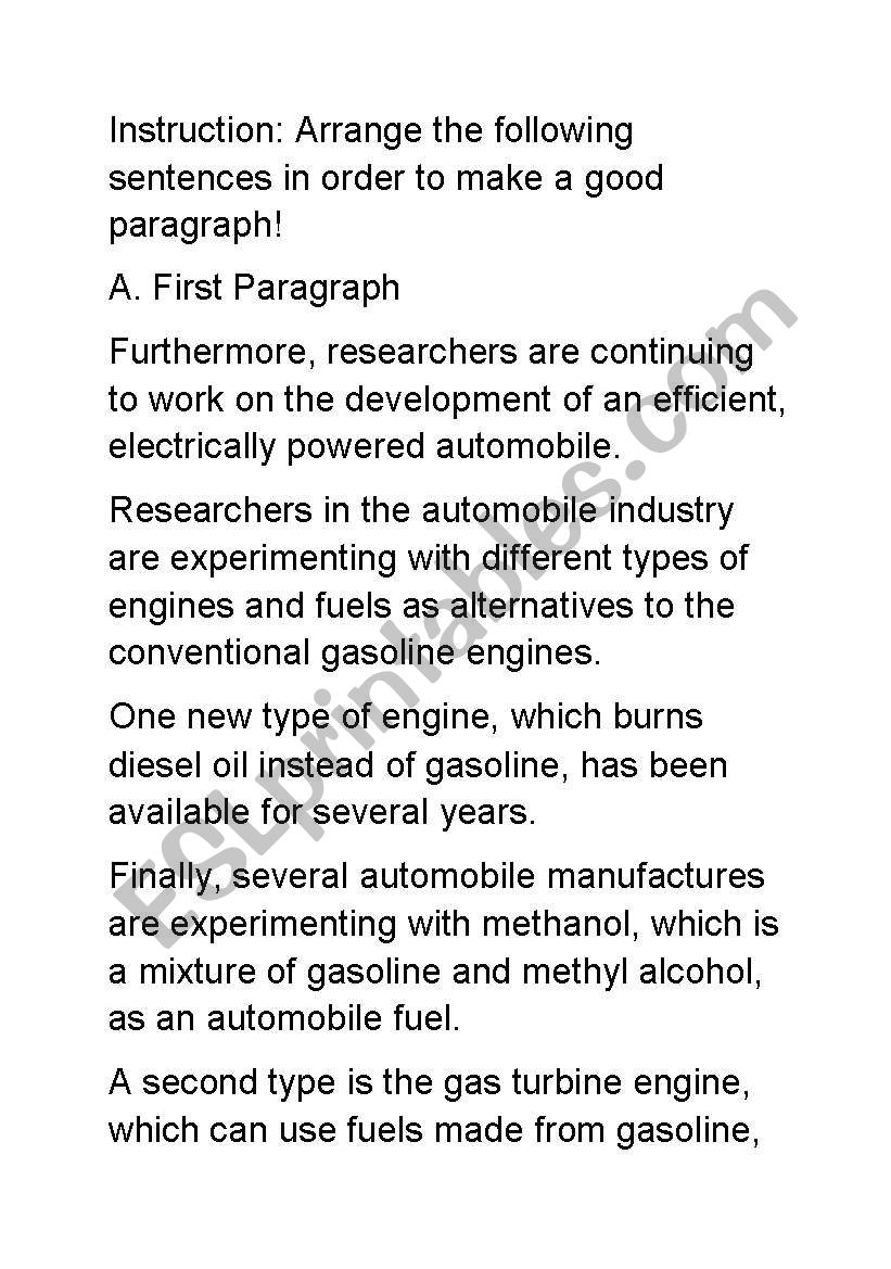 Scrambled Paragraph ESL Worksheet By Fauziahsusi Worksheets