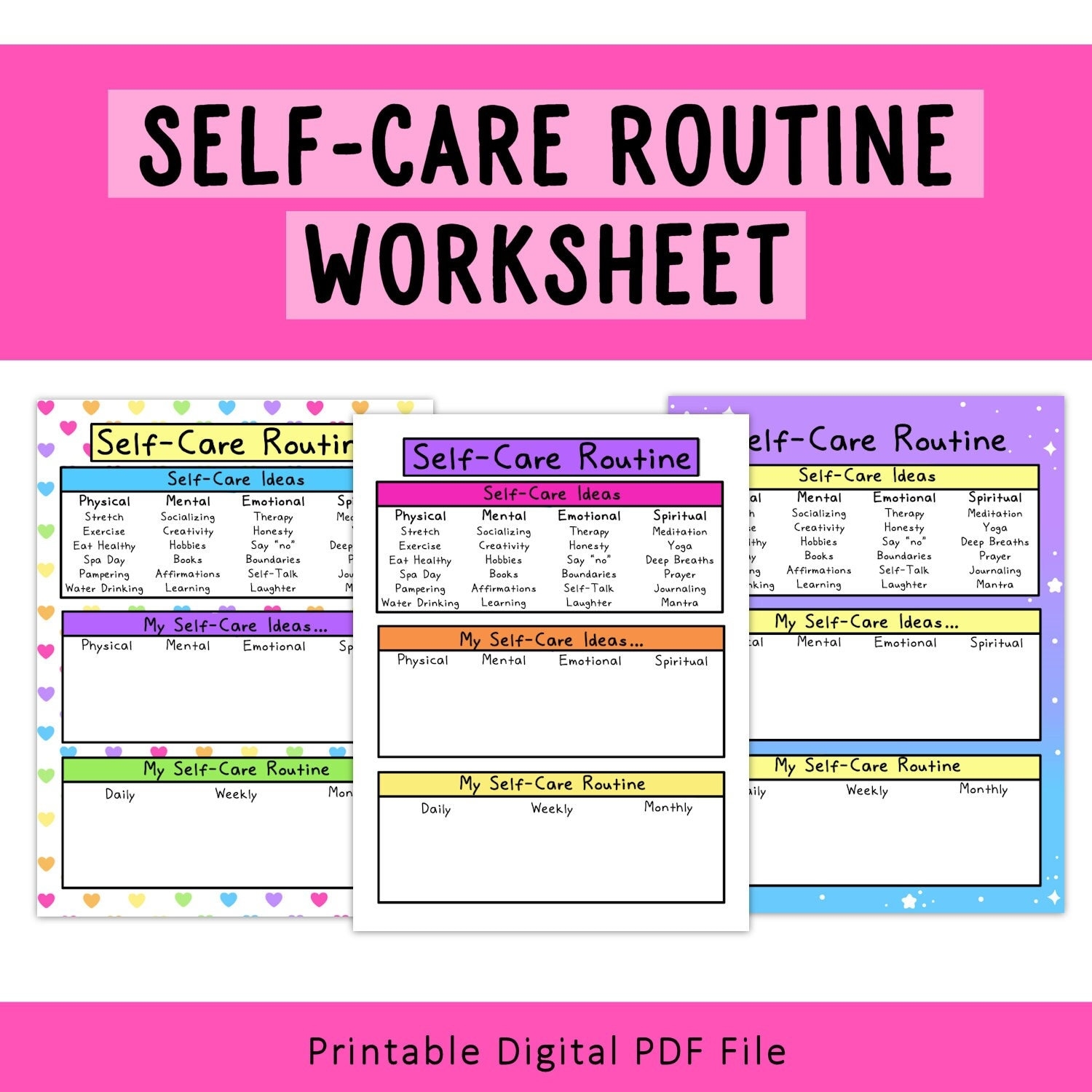 Self care Routine Worksheet Printable Self love Love 