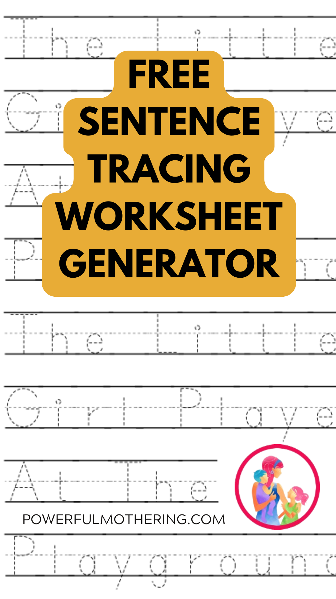 Sentence Tracing Worksheet Generator Powerful Mothering Learning Printables For Preschoolers Sentence Tracing Worksheet Generator Powerful Mothering Learning Printables For Preschoolers