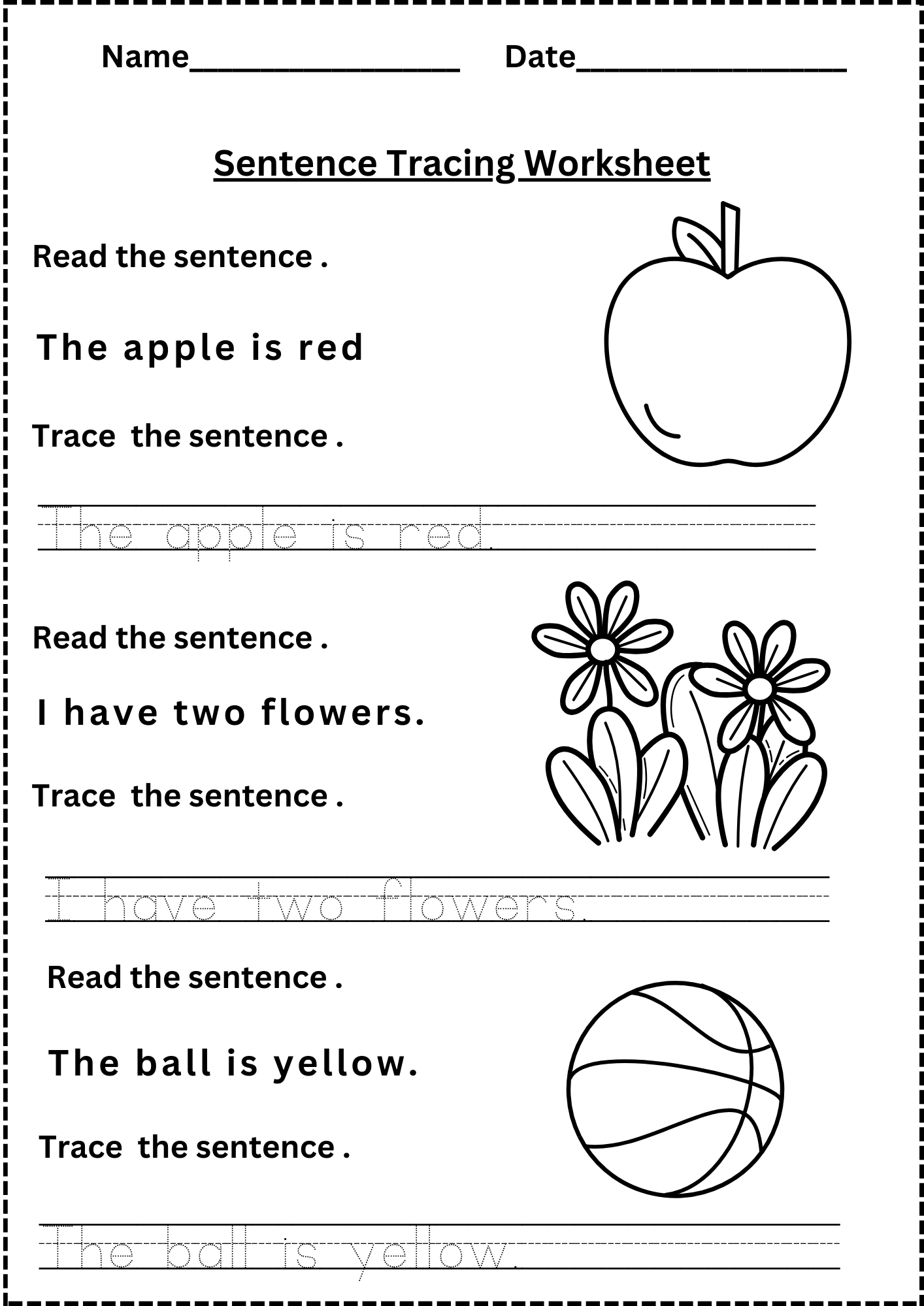Free Printable Sentence Tracing Worksheets Free Printable Sentence Tracing Worksheets