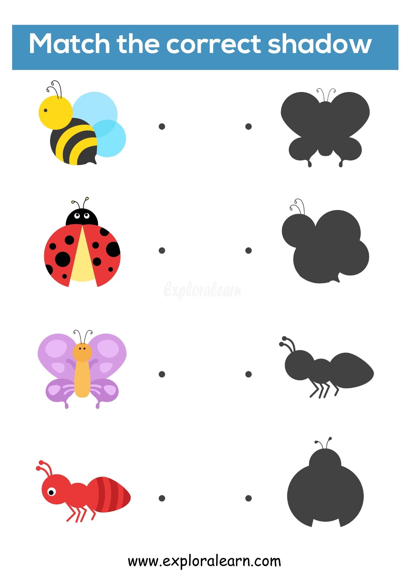 Shadow Matching Worksheets For Preschool And Kindergarten 2 To 6 