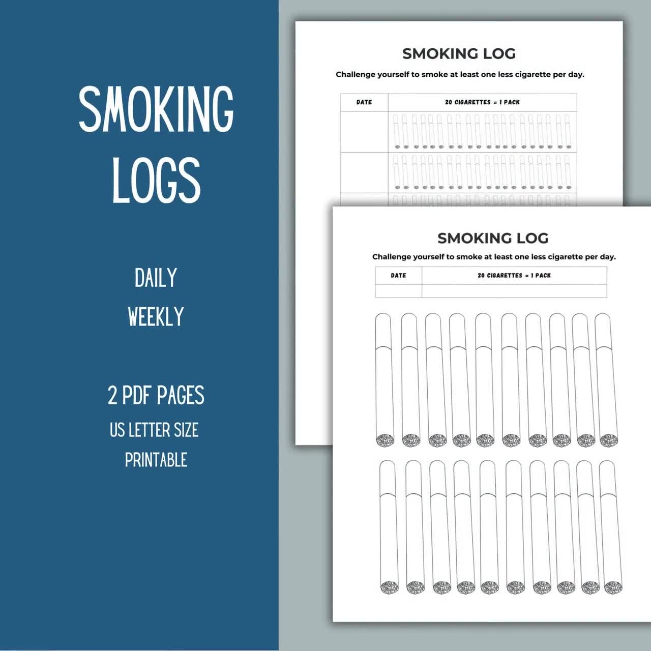 Smoking Logs Daily Log Weekly Log Daily Weekly Tracker 