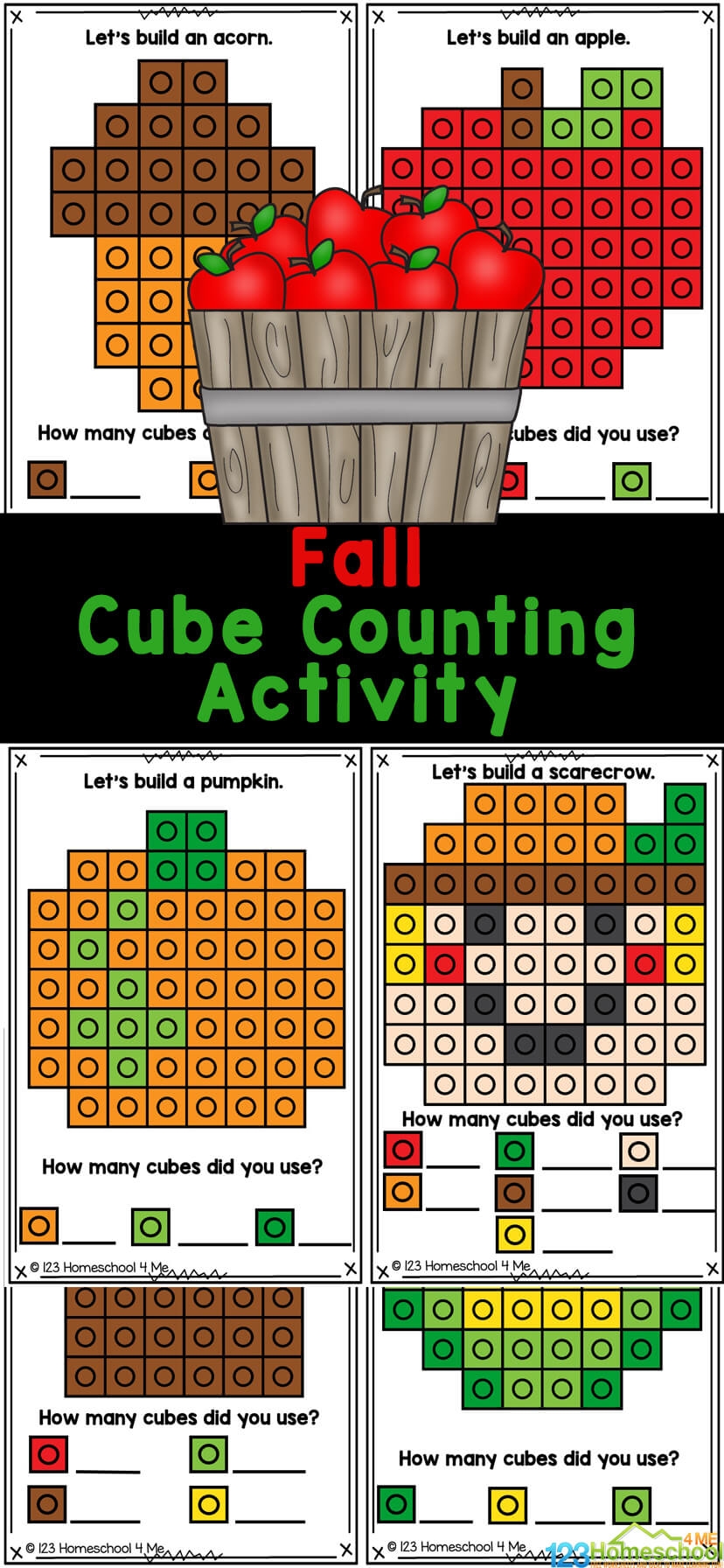 Snap Cube Fall Math Activity 123 Homeschool 4 Me