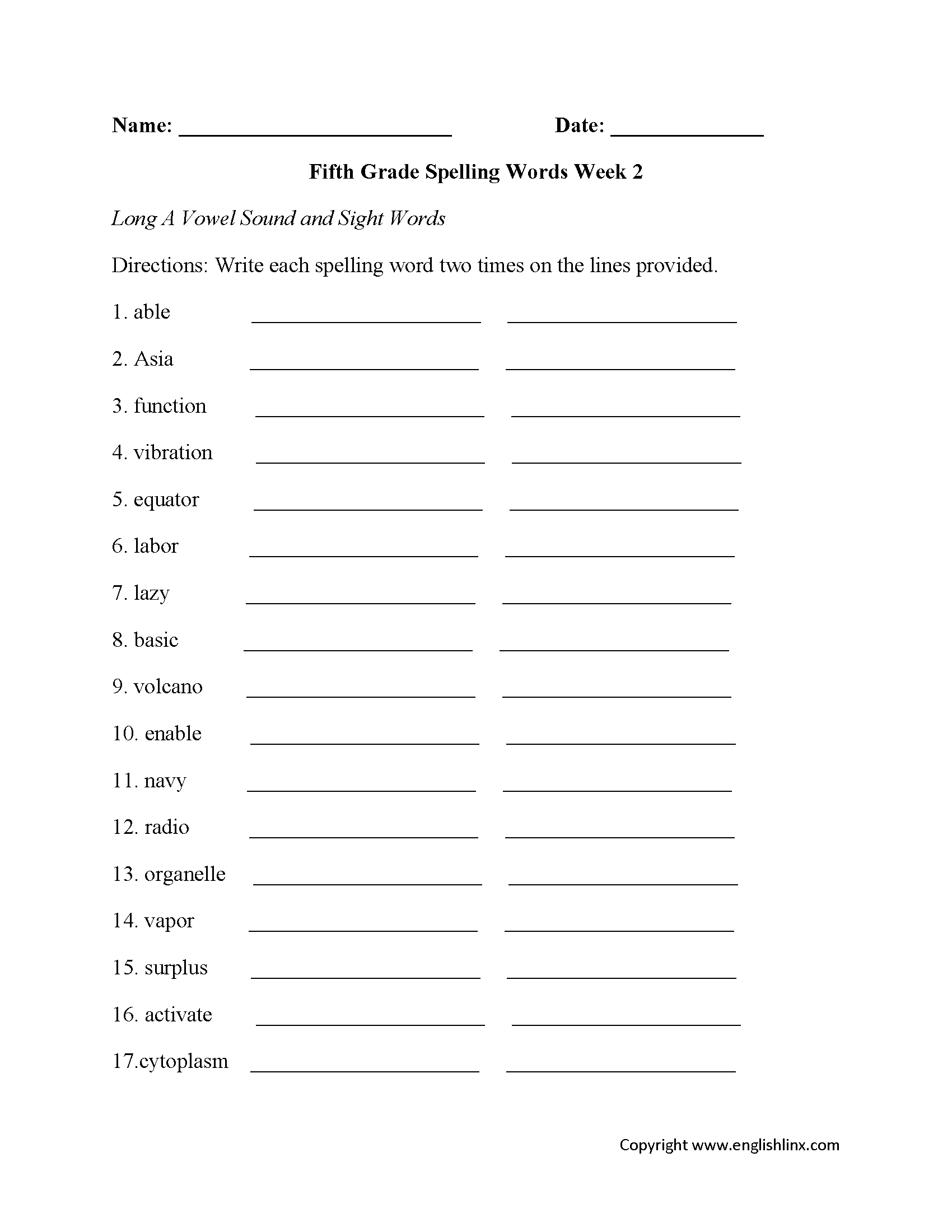 Spelling Worksheets Fifth Grade Spelling Worksheets Worksheets Library