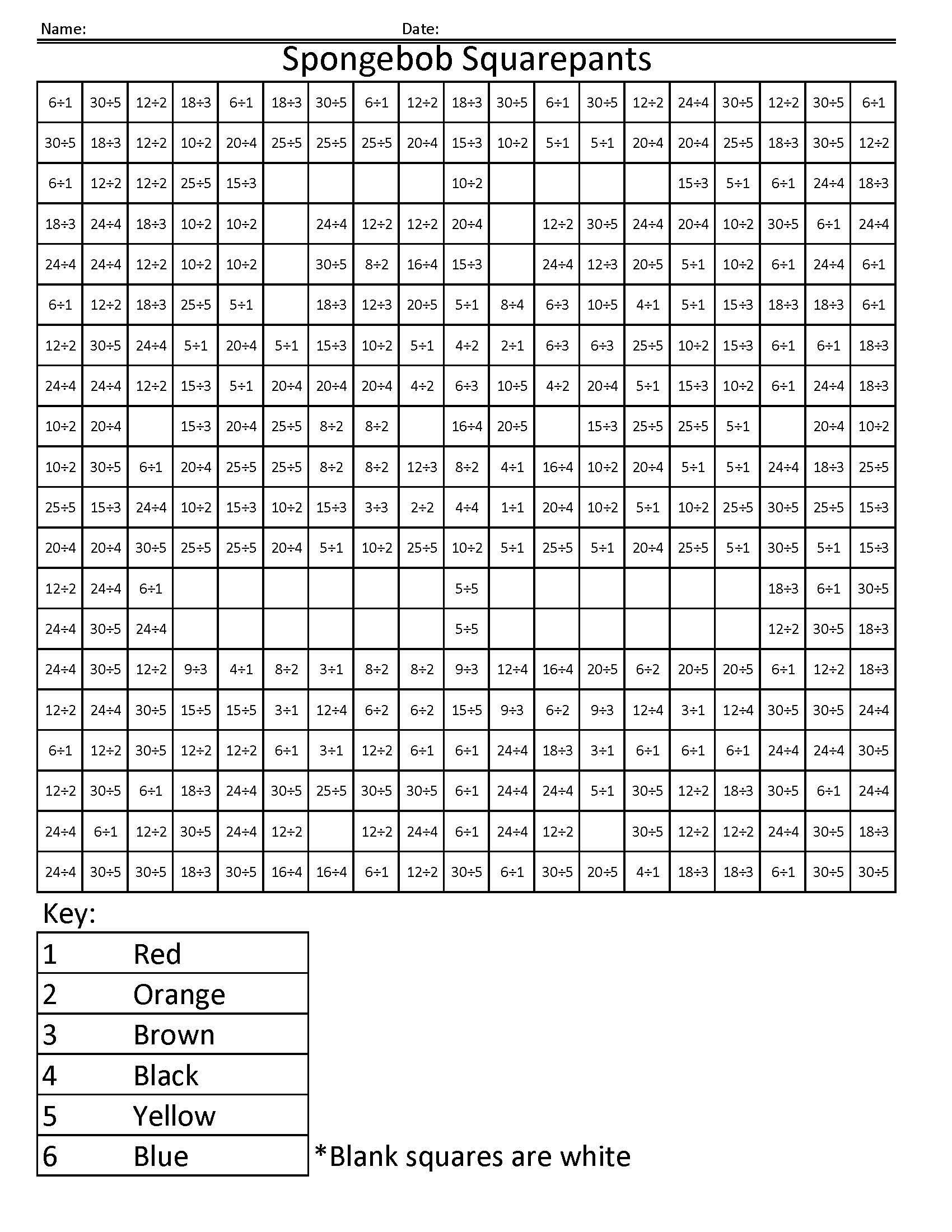 Free Printable Spongebob Worksheets