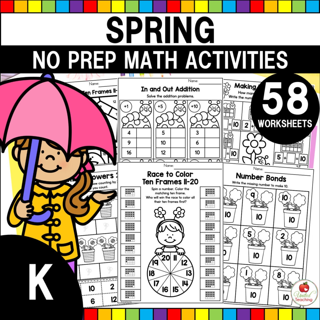 Spring Math Activities Kindergarten Packet United Teaching