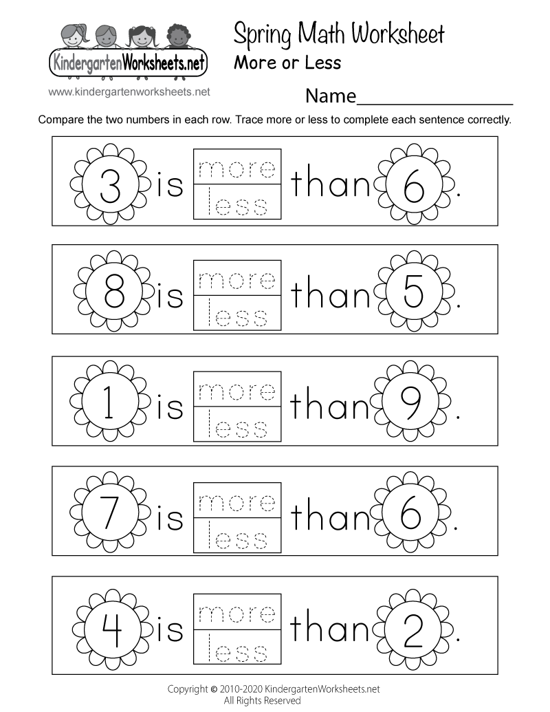Free Printable Kindergarten Worksheets Math