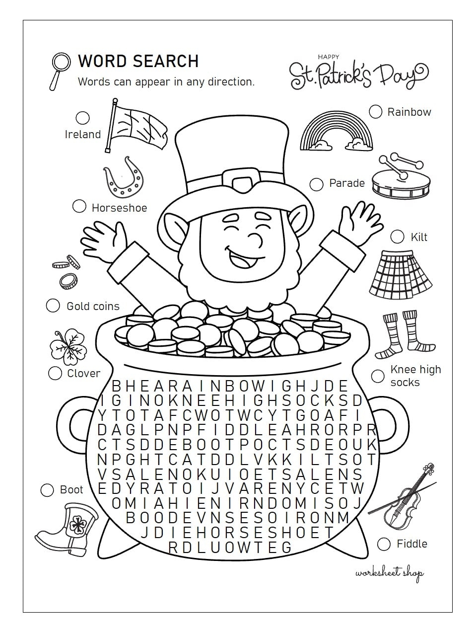 St Patrick s Day Worksheet Shop