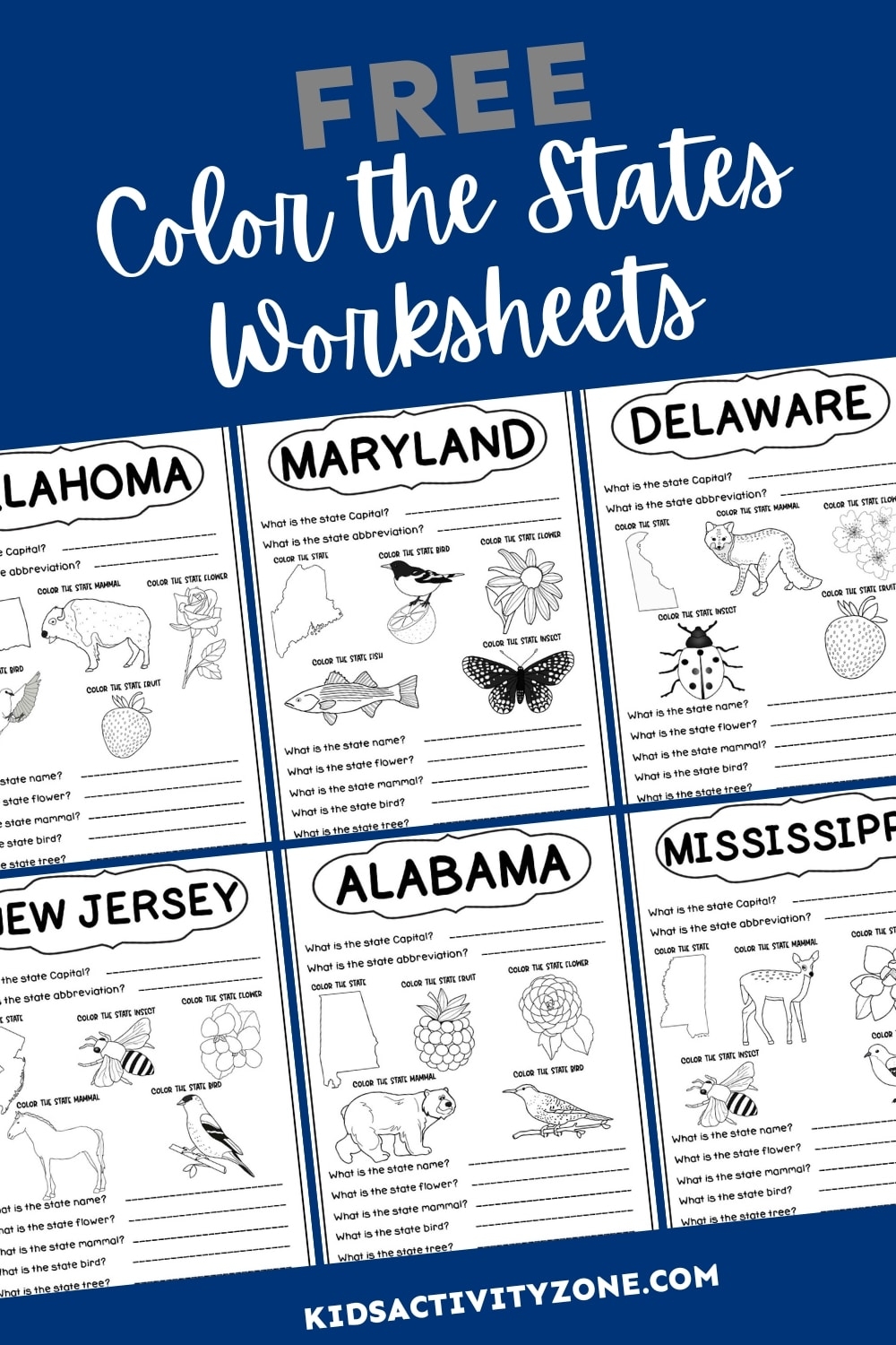 States And Capitals Worksheets Kids Activity Zone