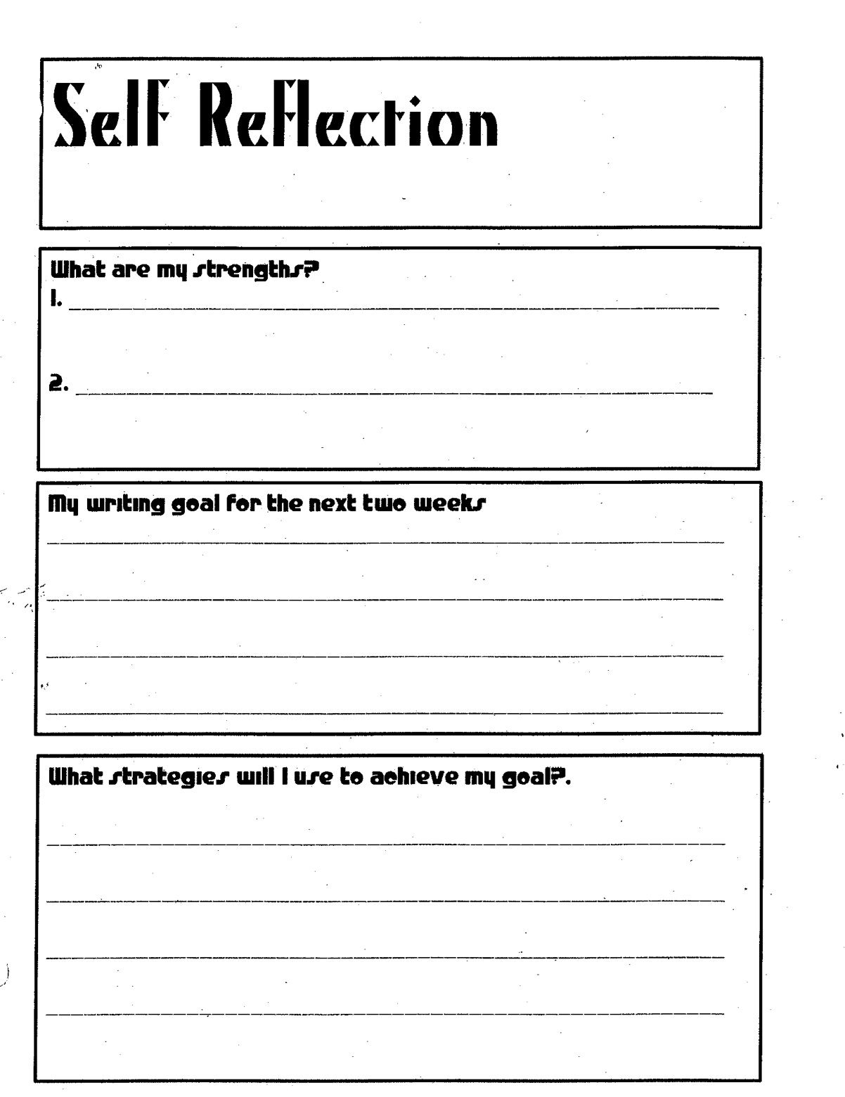 Free Printable Self Reflection Worksheets