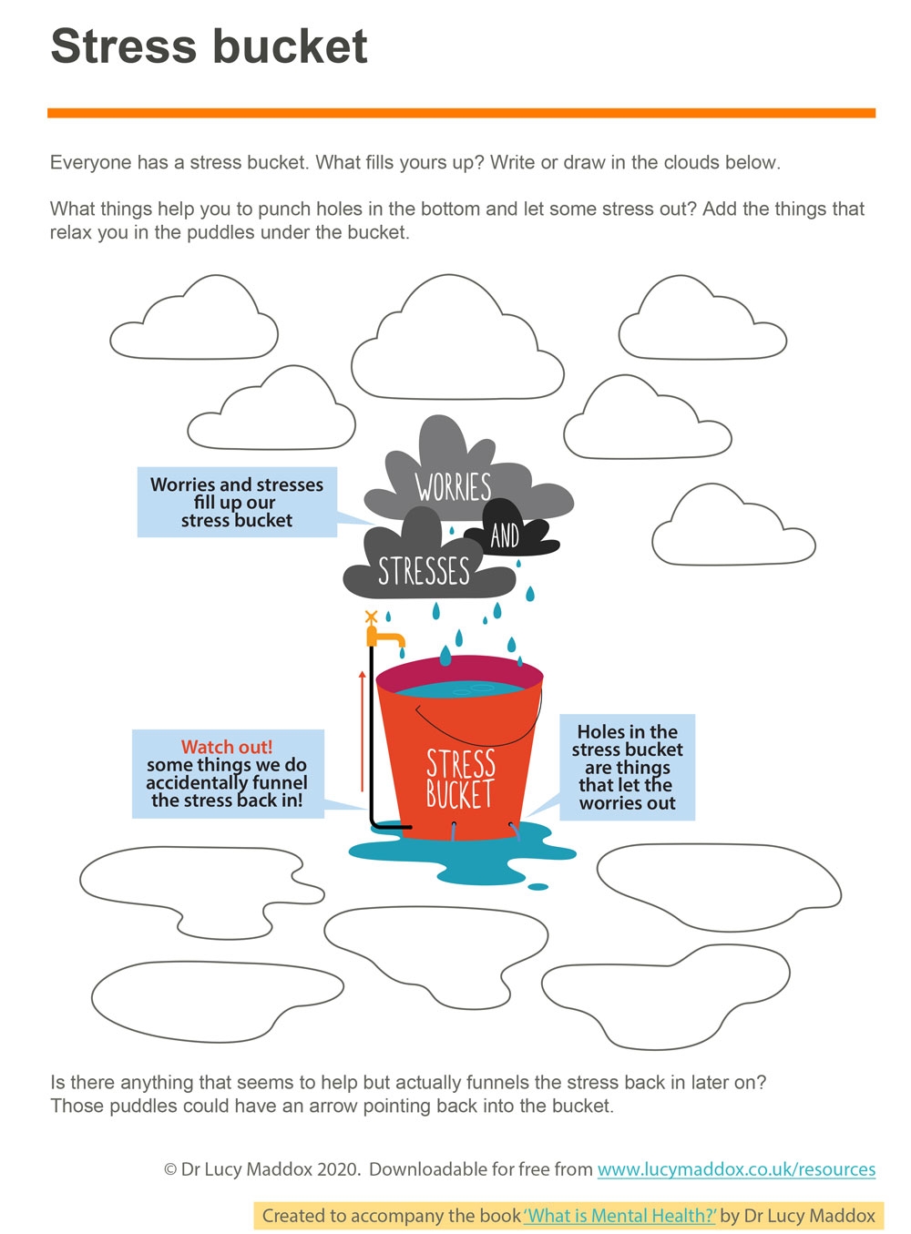Free Printable Stress Bucket Worksheet