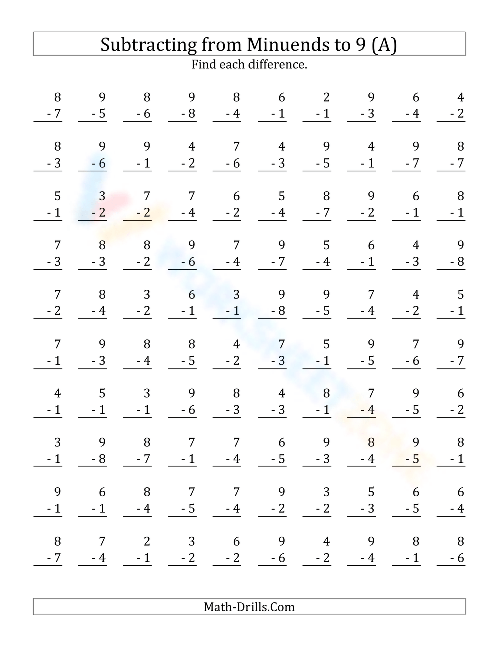 Subtraction Worksheets U0026 Free Printables Worksheets Library