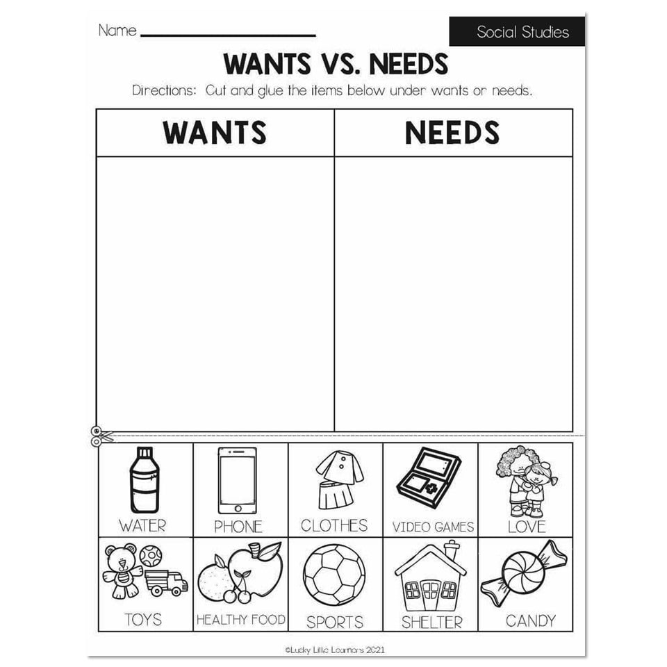 Summer Early Finishers 2nd Grade Social Studies Wants Vs  Summer Early Finishers 2nd Grade Social Studies Wants Vs