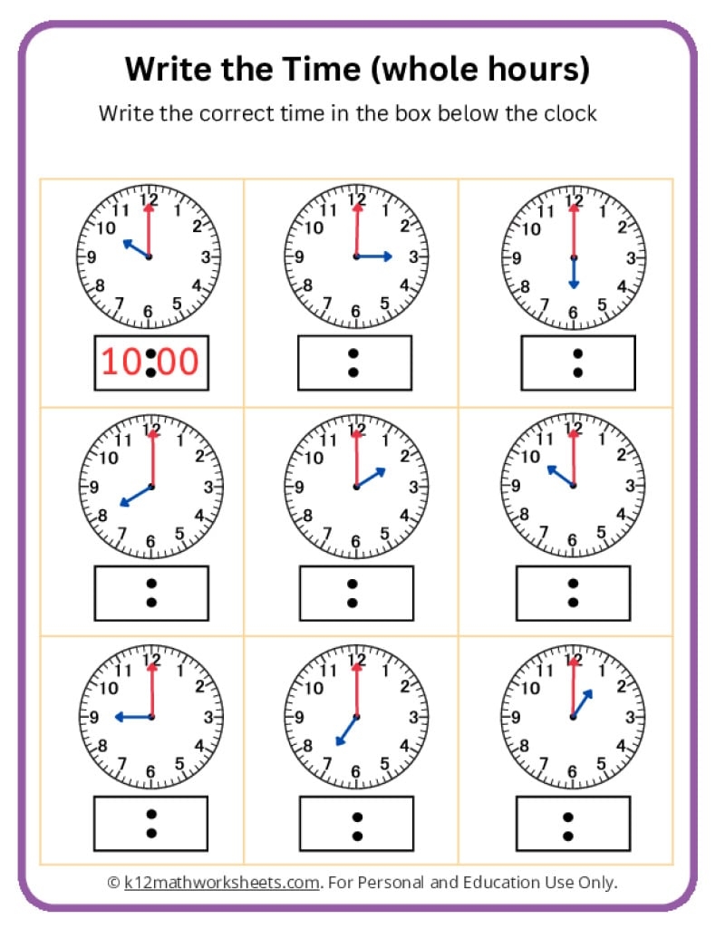 Free Printable 24 Hour Clock Worksheets