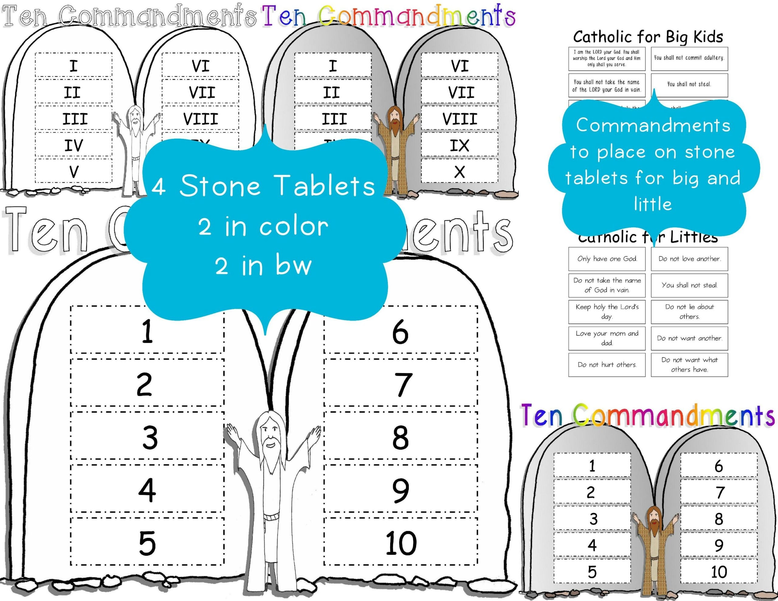 Ten Commandments Cut U0026 Paste Worksheets For Kids Catholic