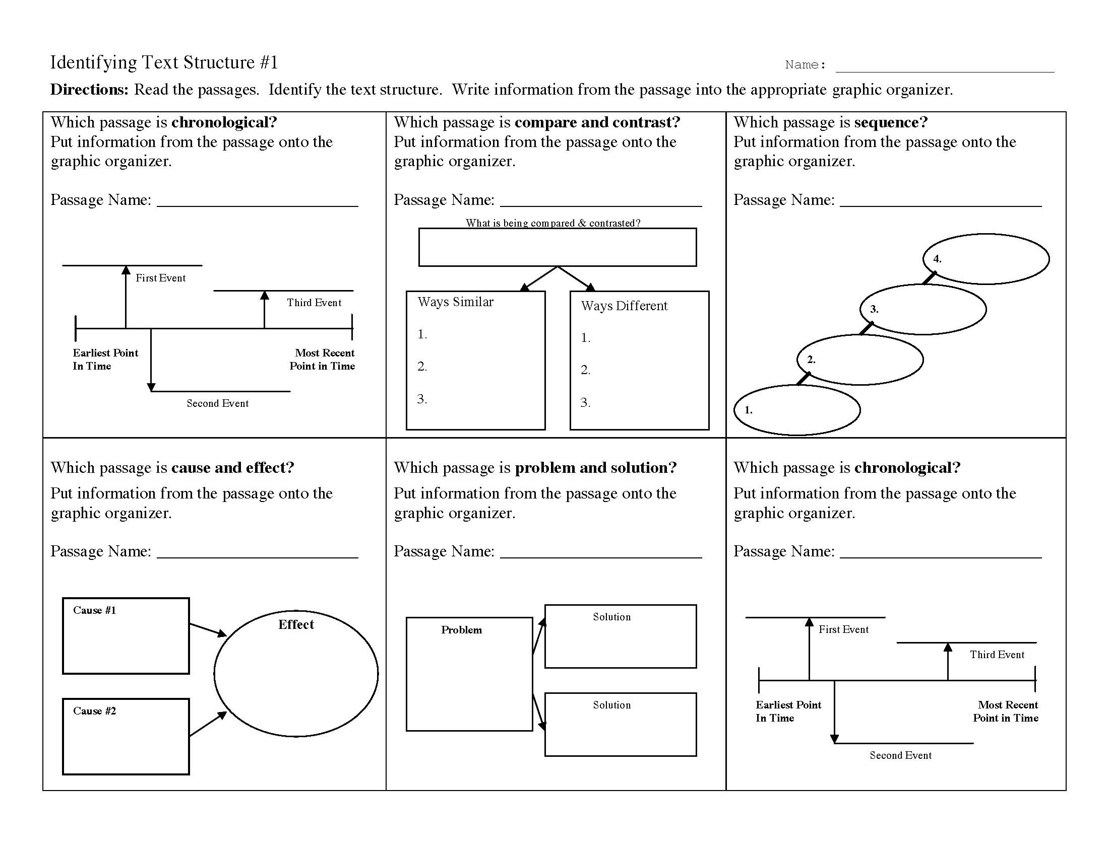 Text Structure Worksheets Reading Activities