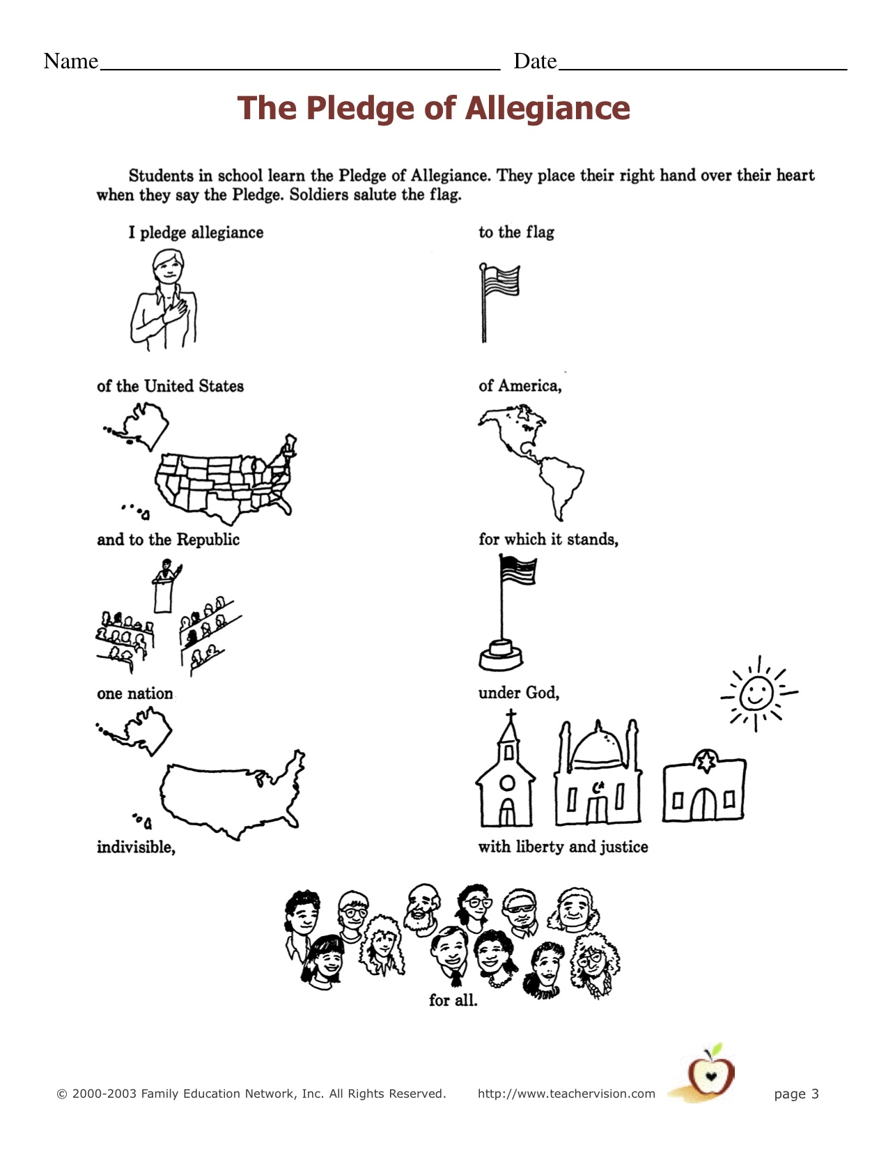 The Pledge Of Allegiance Kindergarten Nana Worksheets Library