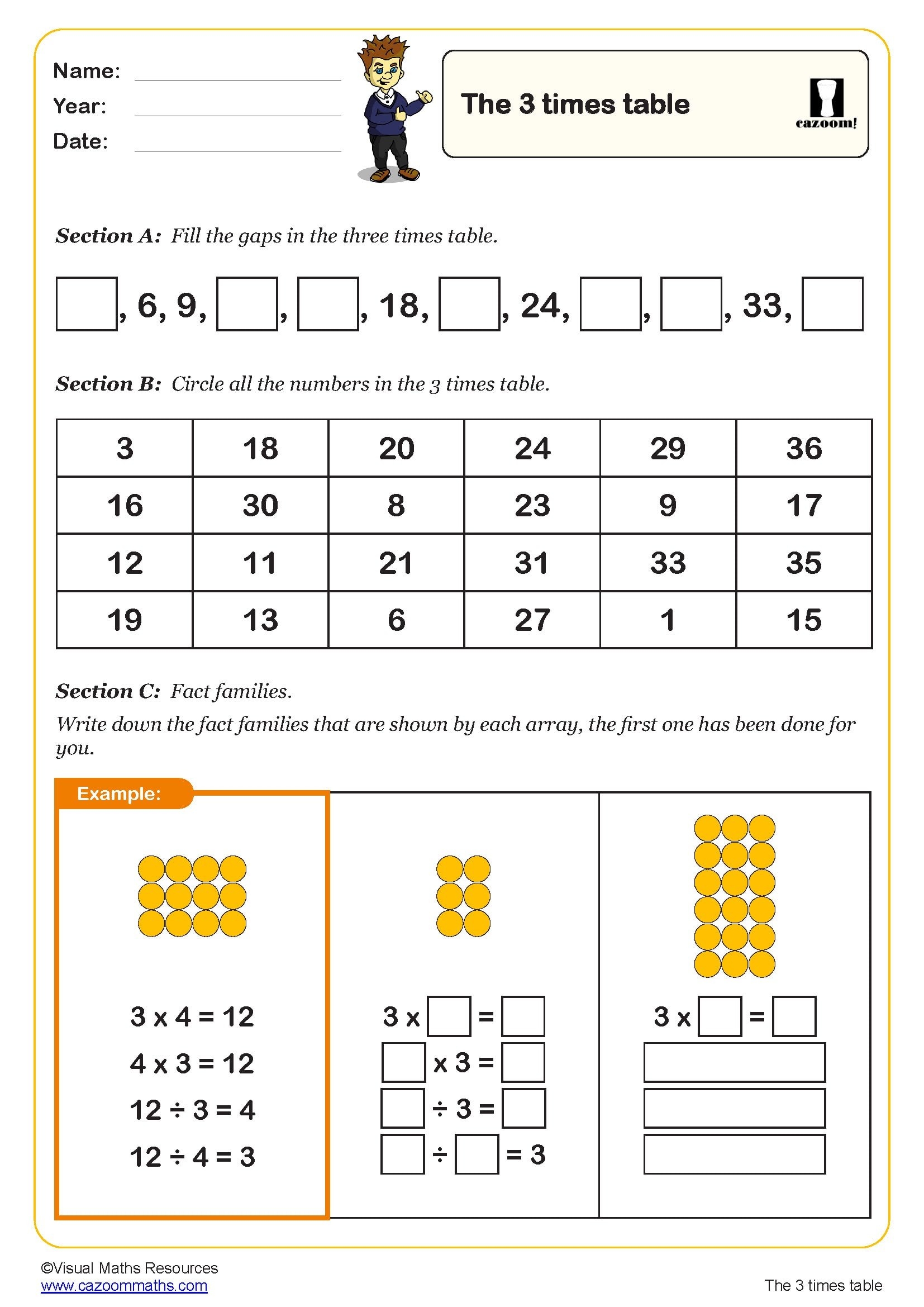 Free Printable 3 Times Tables Worksheets Free Printable 3 Times Tables Worksheets