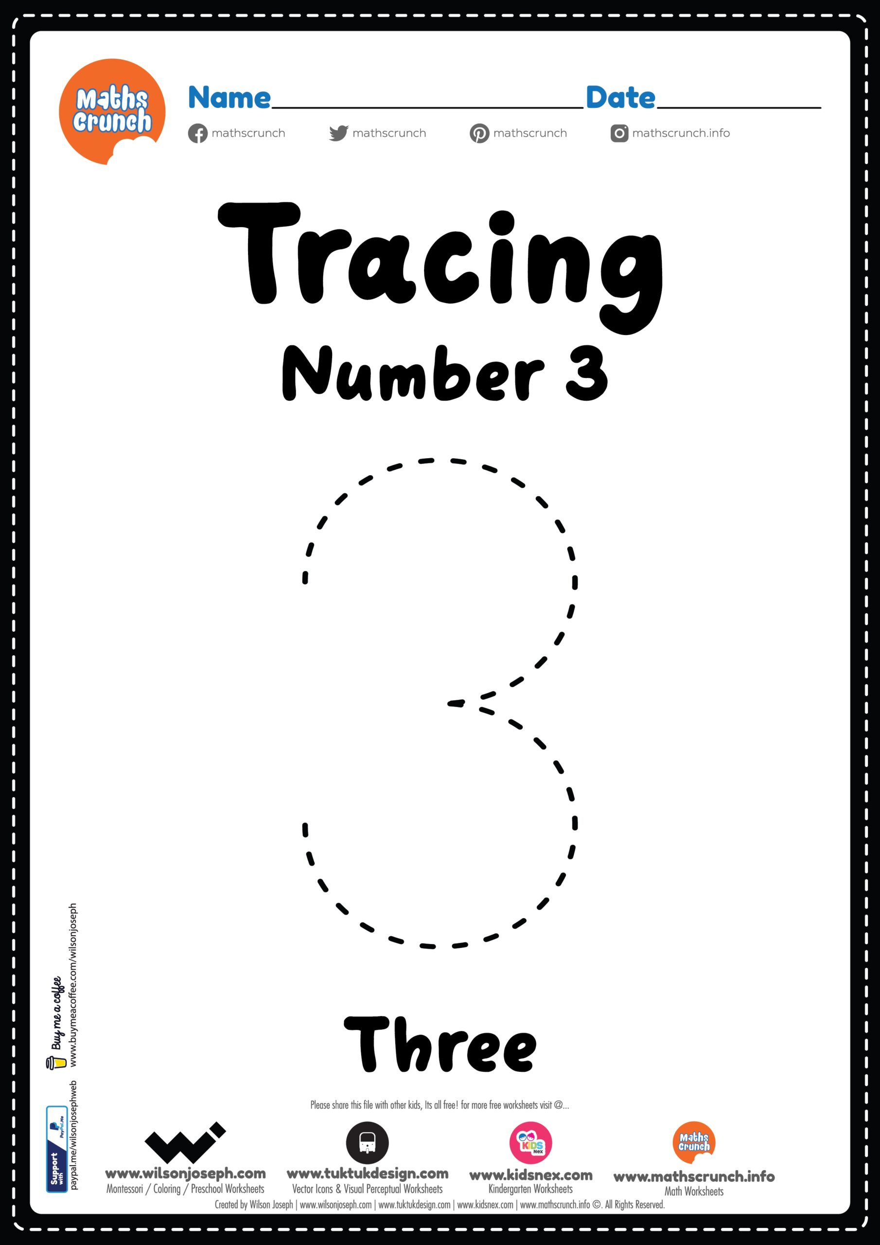 Free Printable Number 3 Worksheets