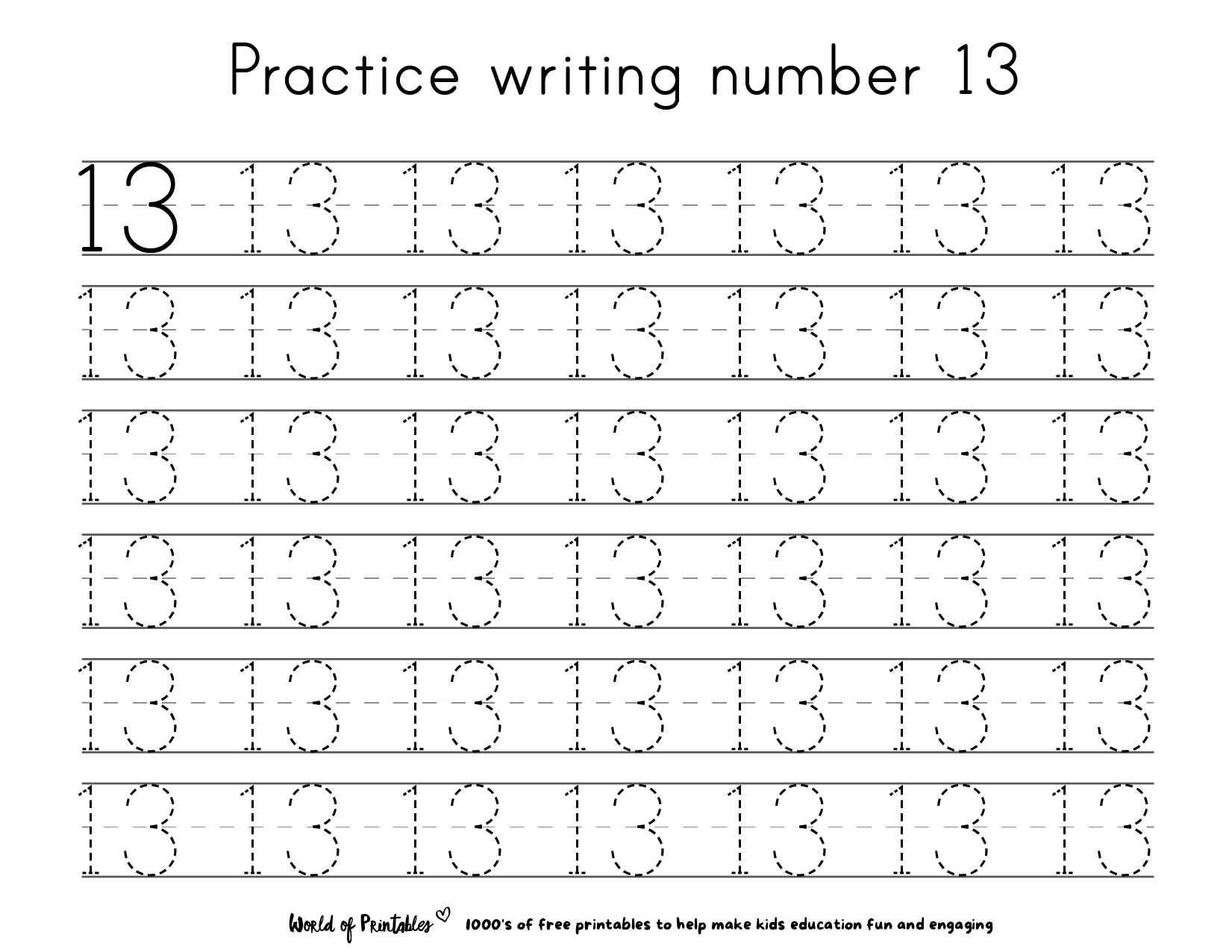 Free Printable Number 13 Worksheets Free Printable Number 13 Worksheets