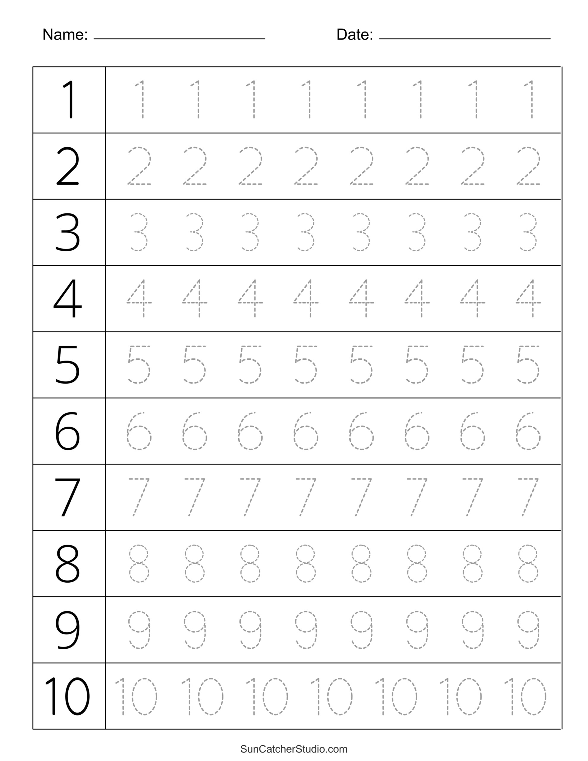 Tracing Numbers Free Printable Practice PDF Worksheets Free Printables Monograms Design Tools Patterns U0026 DIY Projects