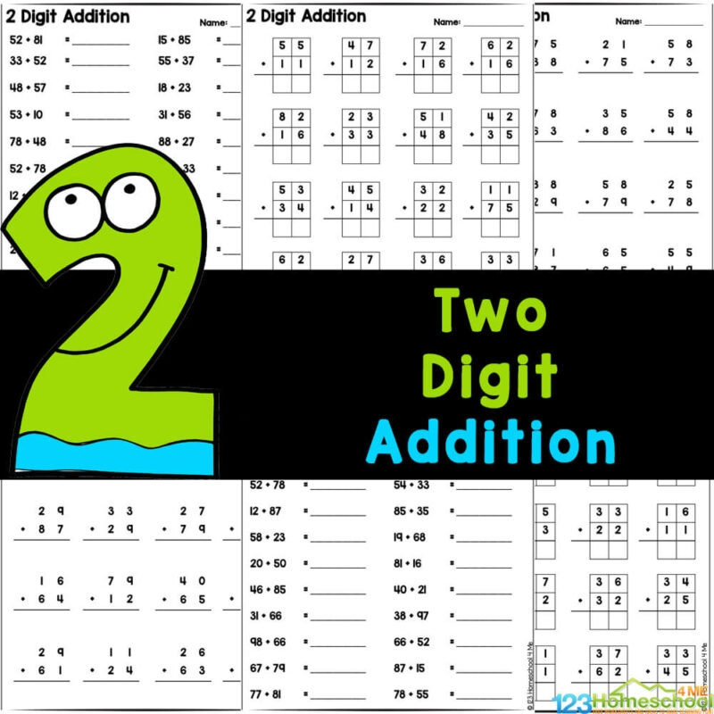 Free Printable Double Digit Addition Worksheets