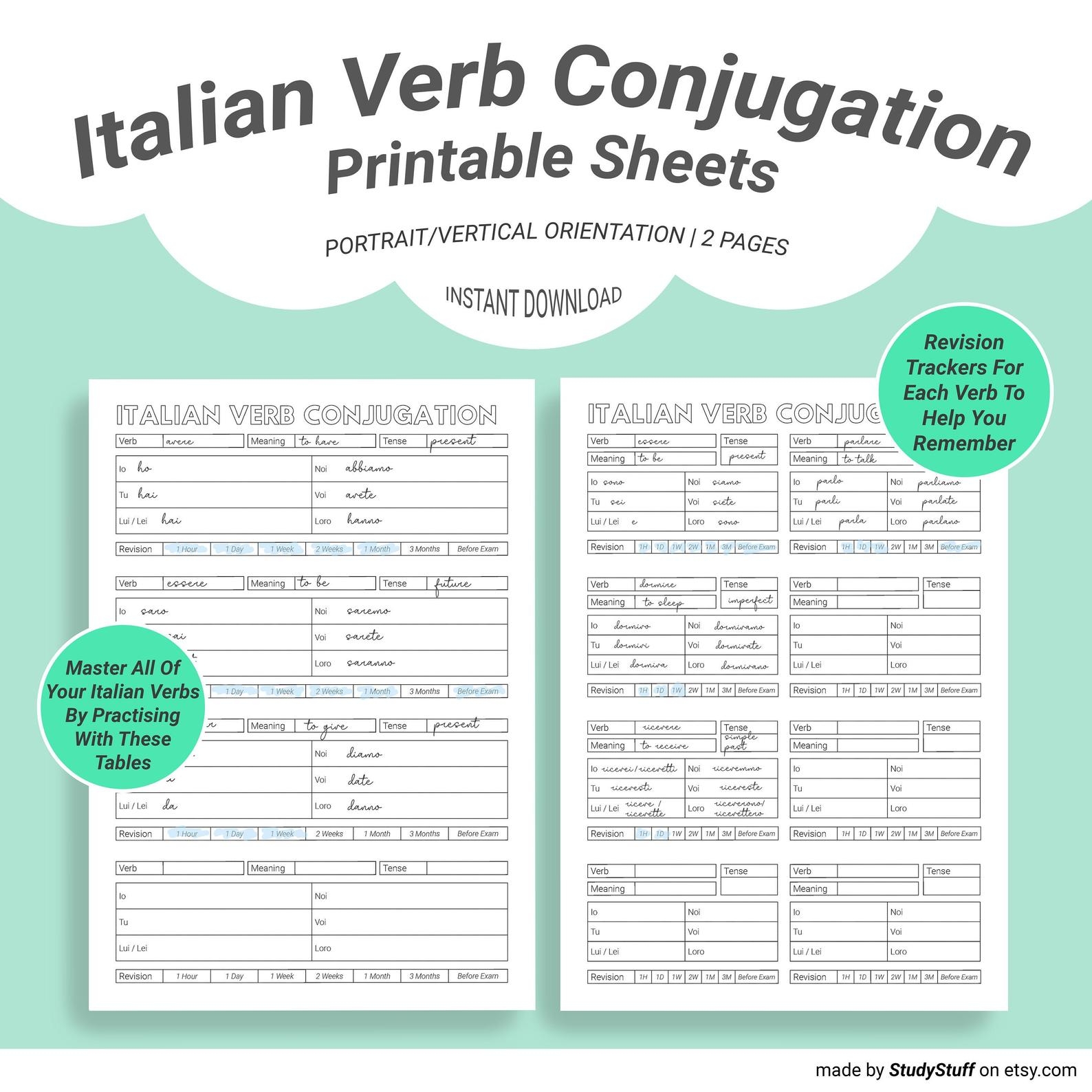 Free Printable Italian Worksheets