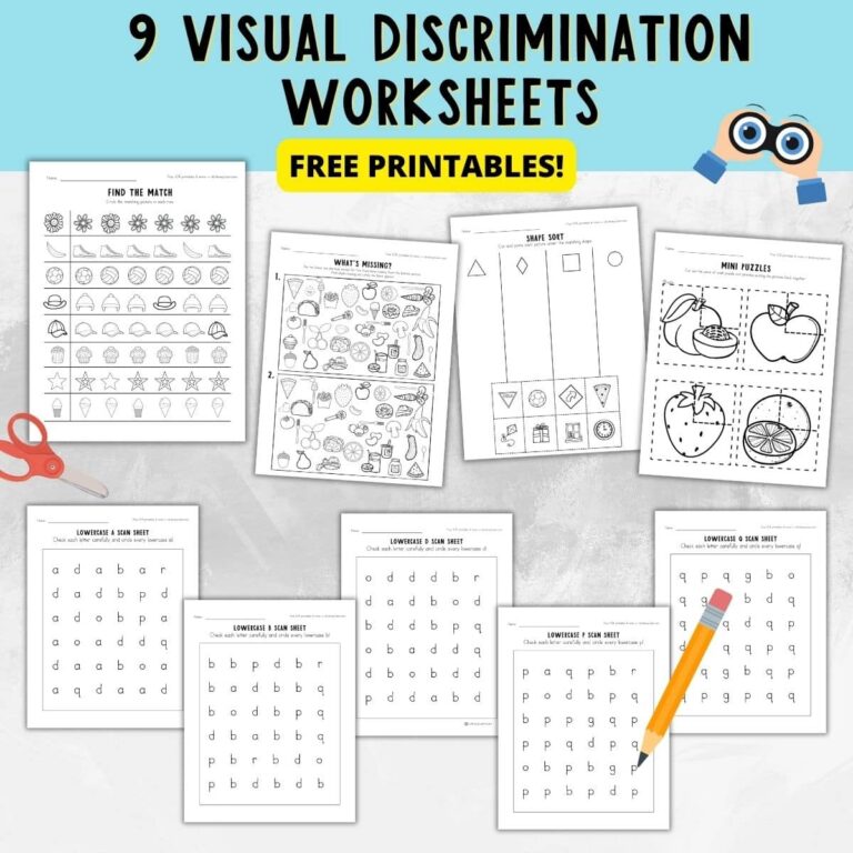Visual Discrimination Worksheets 9 Free Printables Literacy Learn