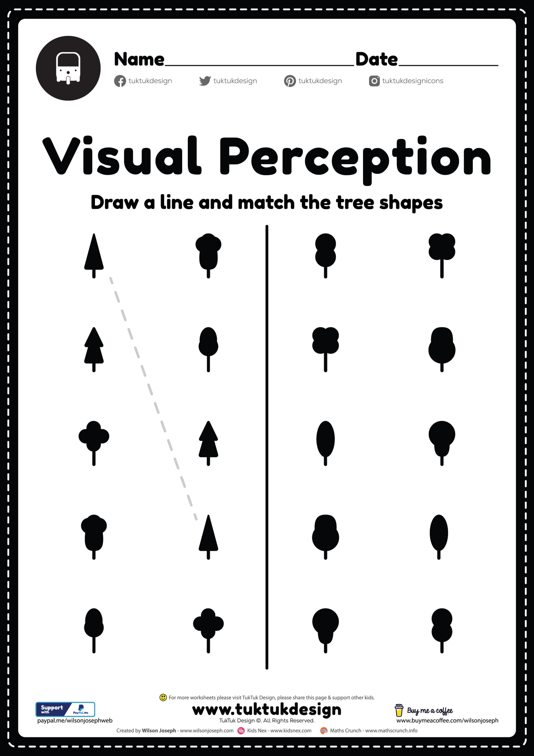 Visual Perceptual Skills Worksheet Free Printable PDF