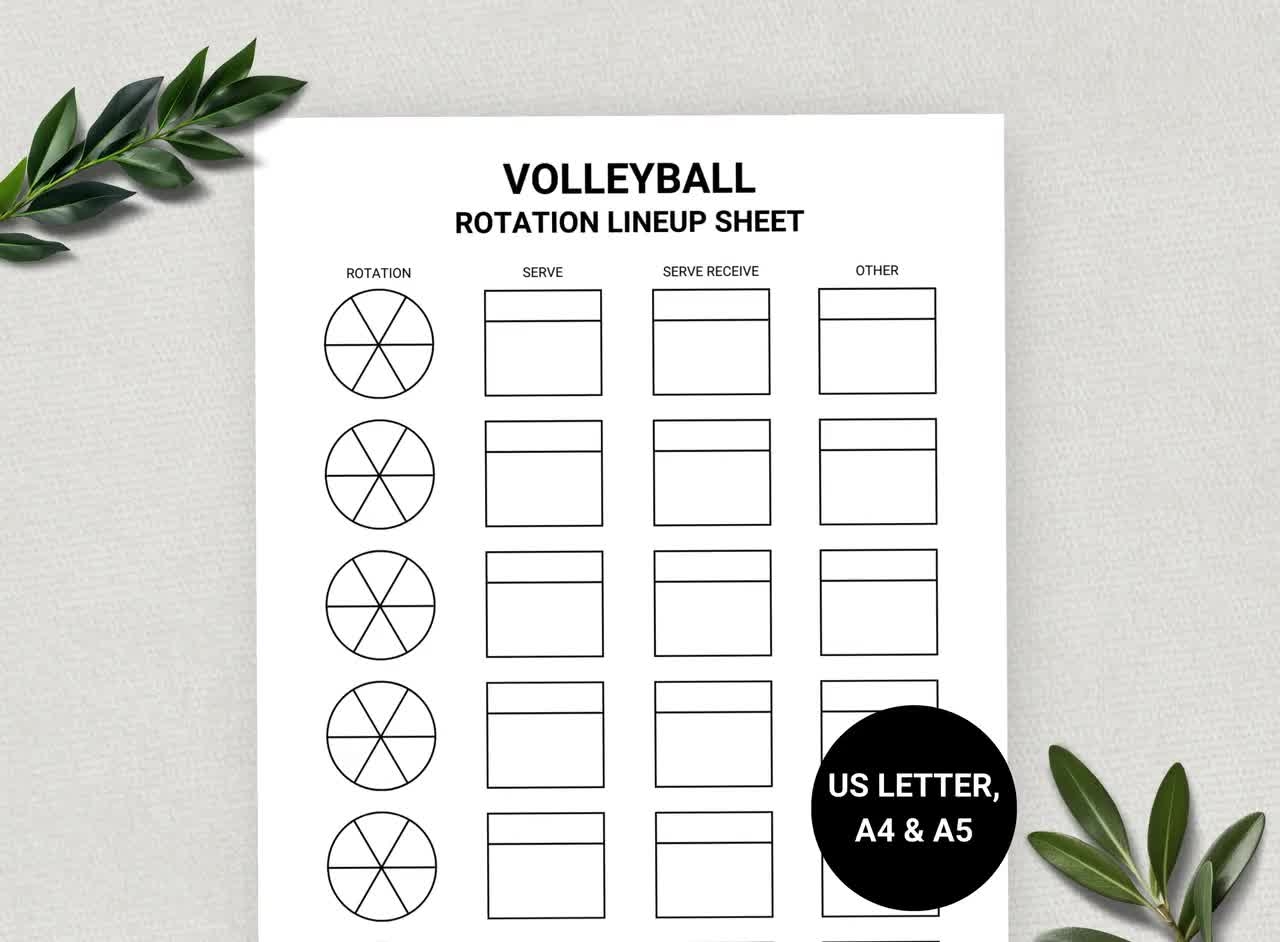 Volleyball Rotation Lineup Sheet Volleyball Coach Game Day Sports Printable Lineup Sheet Volleyball Formation US Letter A4 A5