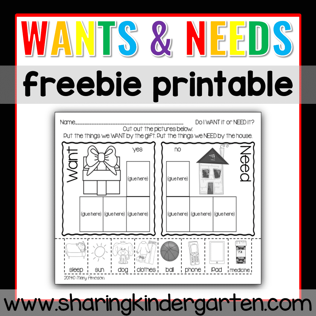 Wants And Needs Activities For Kindergarten With Printables  Wants And Needs Activities For Kindergarten With Printables