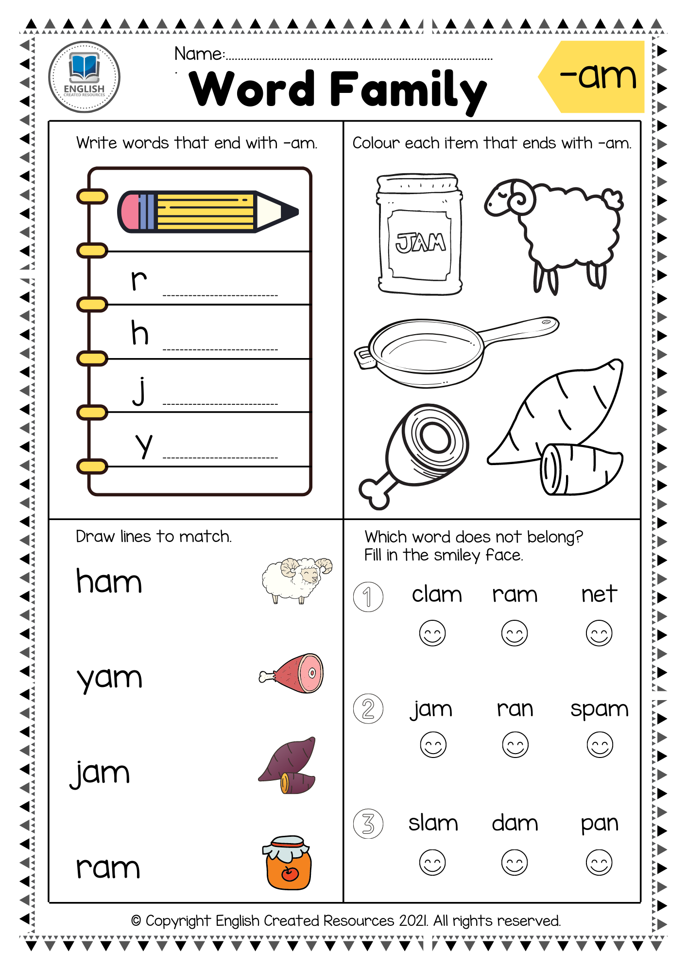 Word Family Worksheets Part One English Created Resources Worksheets Library